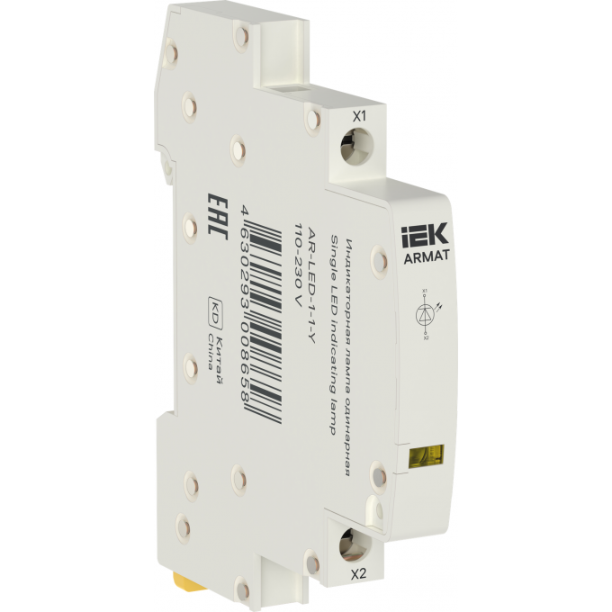 Лампа индикаторная одинарная IEK ARMAT LED 110-230В AC AR-LED-1-1-Y