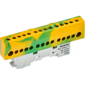 Шина PE "земля" IEK TEKFOR TF-NN20-12-KL-K52 изолированная на универсальном держателе 8х12-12-ЖЗ Шина PE "земля" IEK TEKFOR TF-NN20-12-KL-K52 изолированная на универсальном держателе 8х12-12-ЖЗ