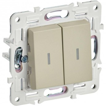 Выключатель 2-клавишный IEK SKANDY 10А SK-V09B с индикацией бежевый SK-V20-1-10-K10